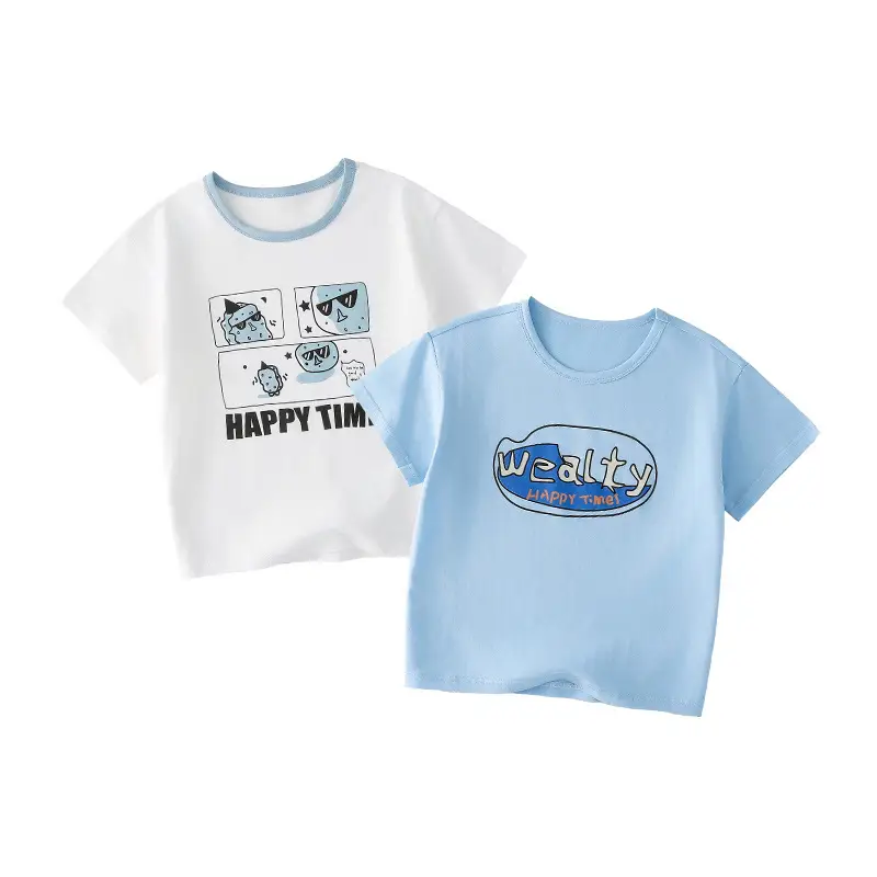 Kids T-Shirt Antibacterial Cotton Girls Boys Short Sleeve