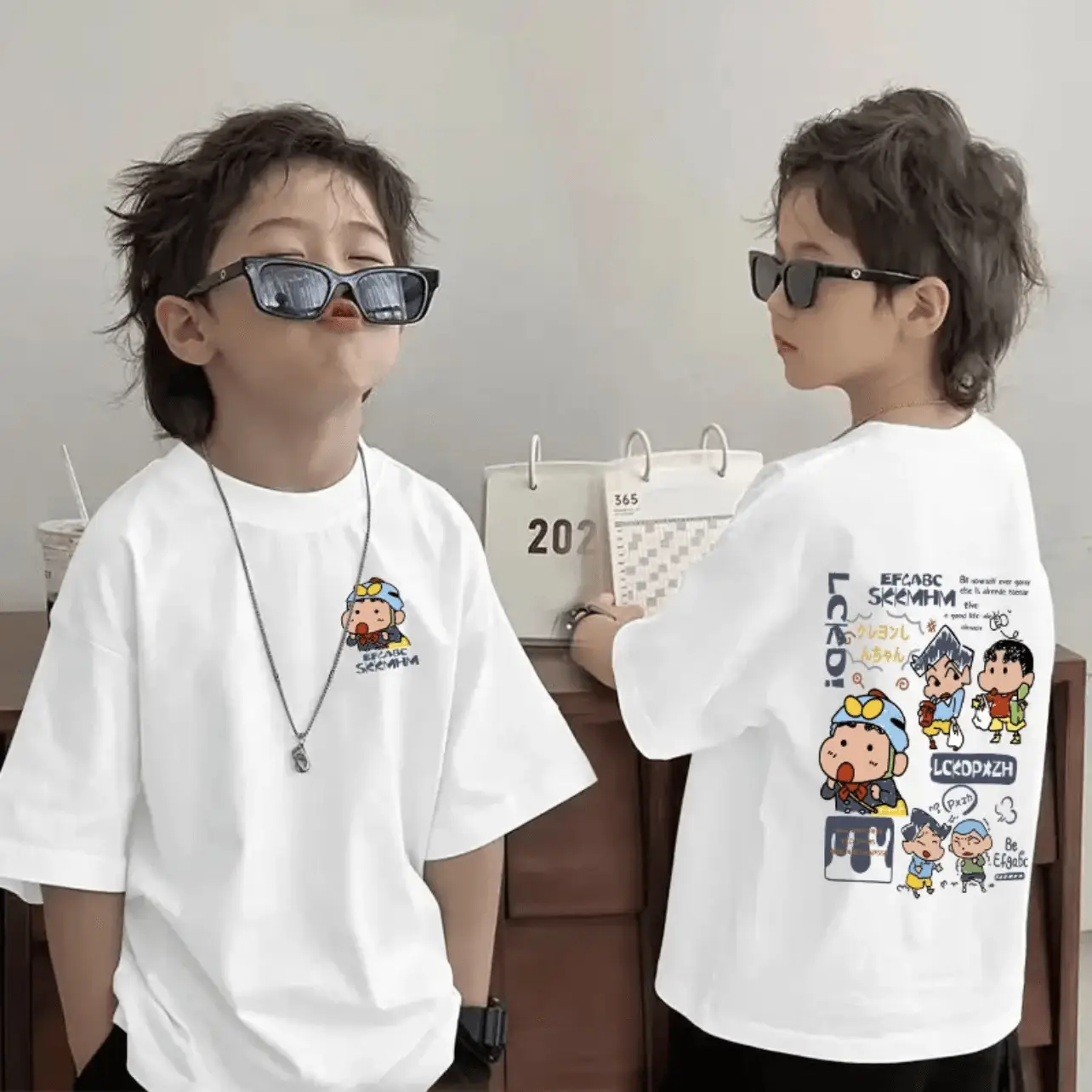 Kids Cotton Cartoon T-shirt White Summer Wear - Image 8