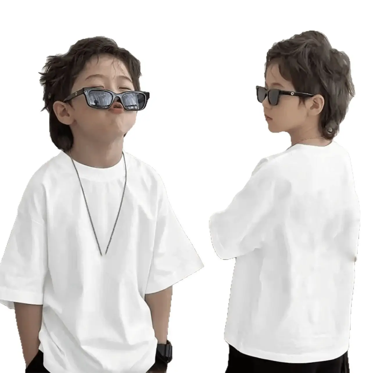 Kids Cotton Cartoon T-shirt White Summer Wear - Image 17