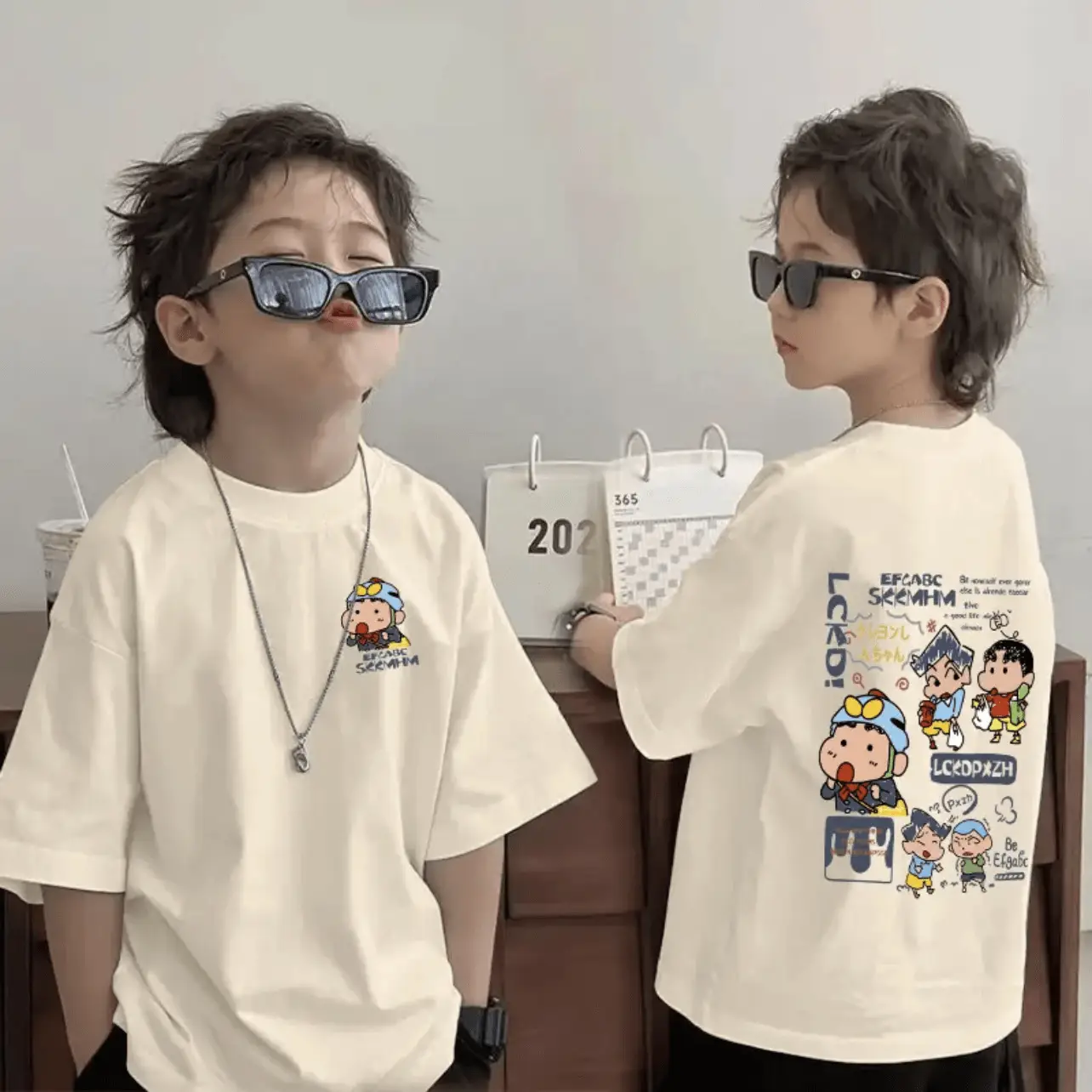 Kids Cotton Cartoon T-shirt White Summer Wear - Image 12