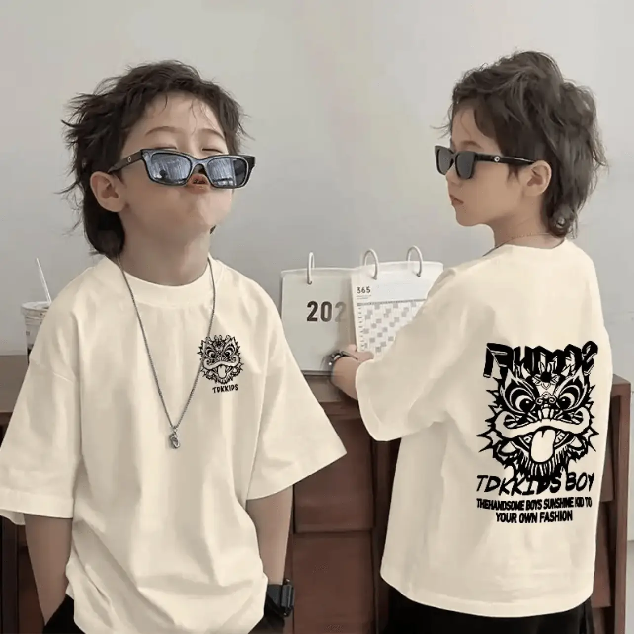 Kids Cotton Cartoon T-shirt White Summer Wear - Image 5