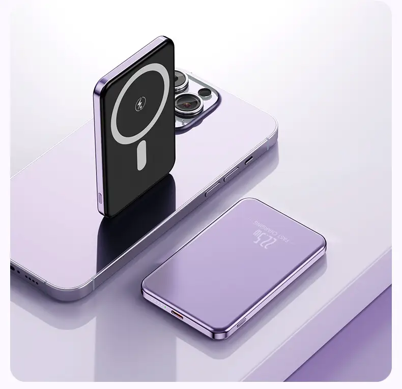 Magnetic suction wireless charging treasure ultra-thin aluminum alloy Magsafe mini 10000 mA compact mobile power gift — feature 21