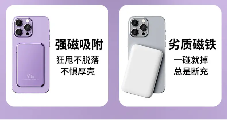 Magnetic suction wireless charging treasure ultra-thin aluminum alloy Magsafe mini 10000 mA compact mobile power gift — feature 8