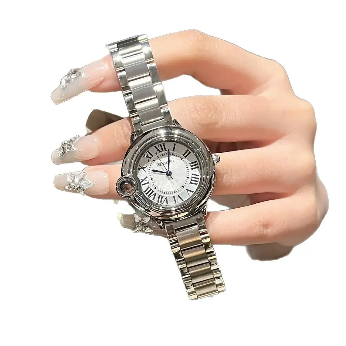 Women's Stainless Steel Quartz Watch with Diamond Dial