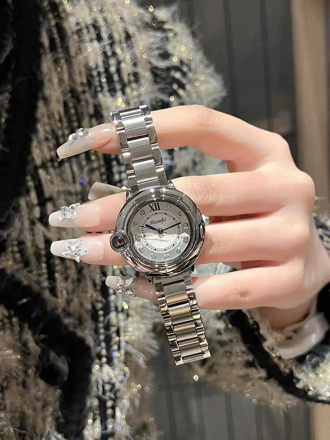 Women's Stainless Steel Quartz Watch with Diamond Dial — feature 6