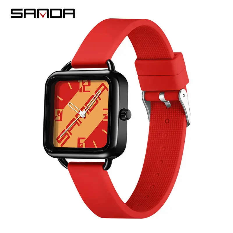 SANDA Square Watch Black Quartz Student Men Women - Image 13