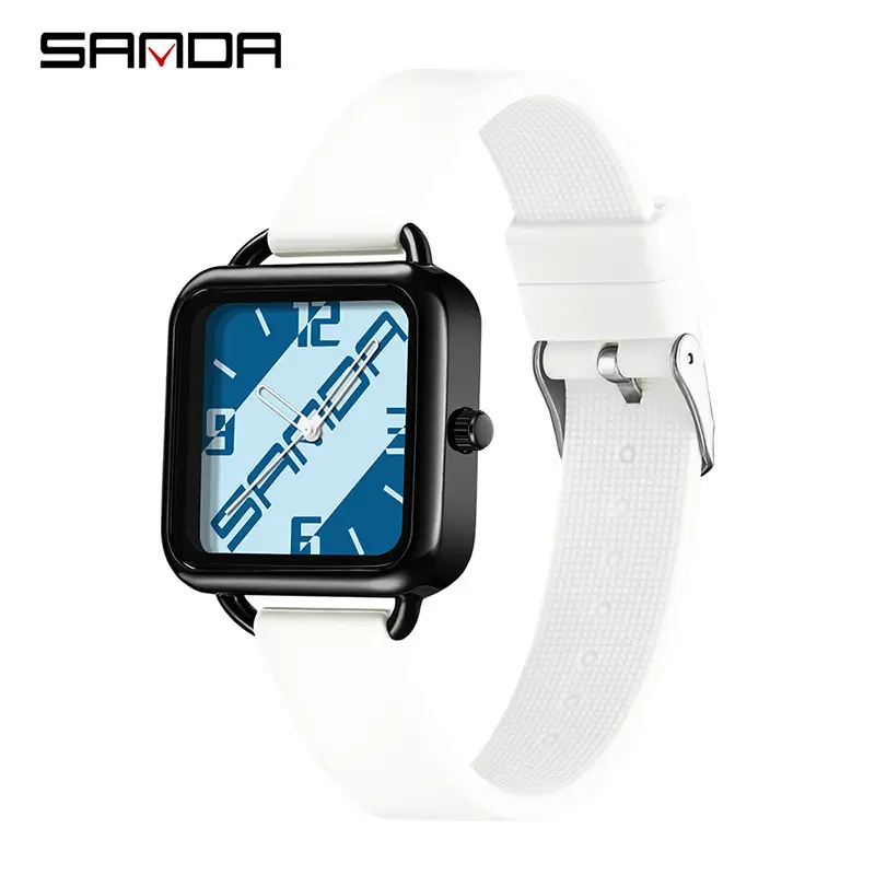SANDA Square Watch Black Quartz Student Men Women - Image 4