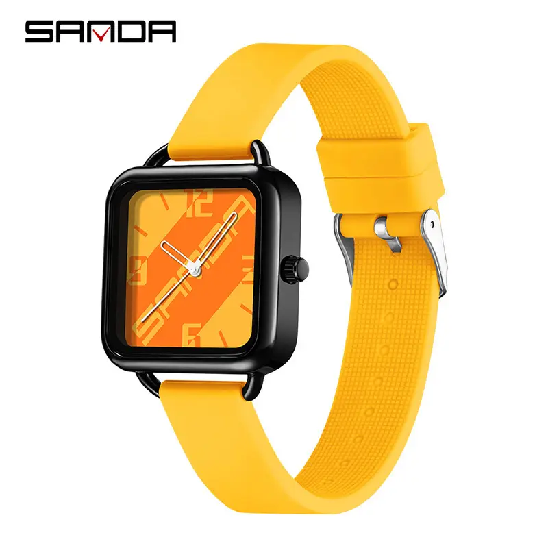 SANDA Square Watch Black Quartz Student Men Women - Image 5