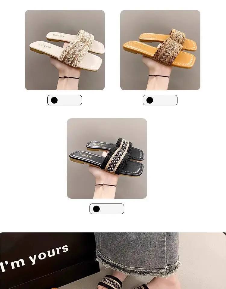 Chanel Style Sandals and Slippers for Women's Outer Wear 2025 Summer New Style Feet-Showing Small Soft Bottom Square Head Seaside Holiday Beach Shoes — feature 3