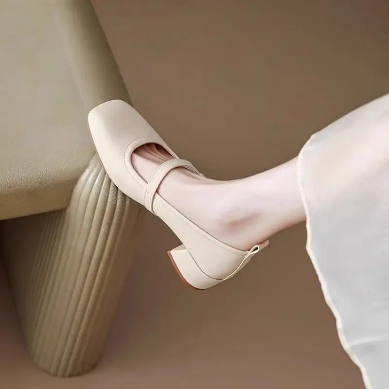 Single-layer shoes women's flat shoes 2025 spring new French style one-line Mary Jane shoes late night wind with skirt small leather shoes - Image 4