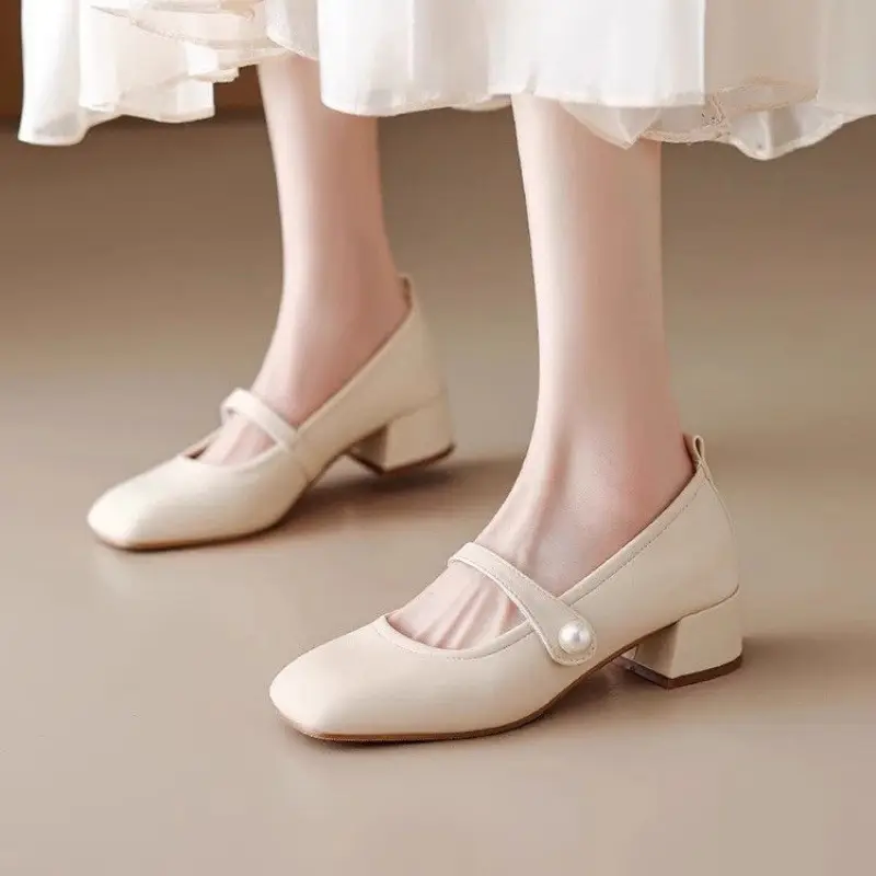 Single-layer shoes women's flat shoes 2025 spring new French style one-line Mary Jane shoes late night wind with skirt small leather shoes — feature 6