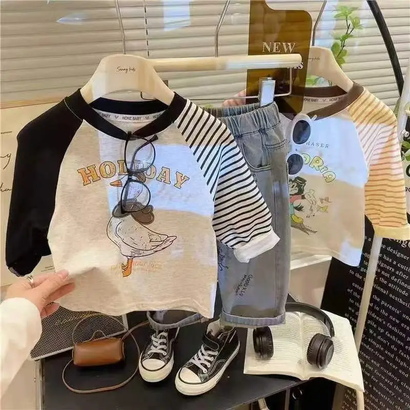 Children Cotton Long Sleeve T-Shirt Spring Autumn Mid Big — feature 7