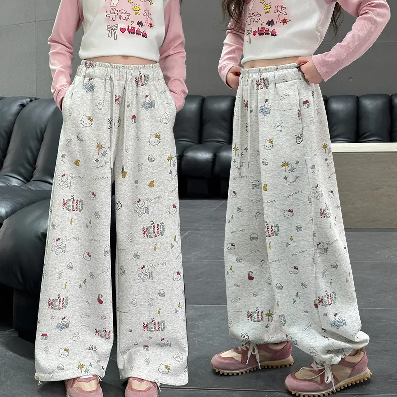 Girls' Wide Leg Graffiti Pants Spring Autumn 2025 - Image 3