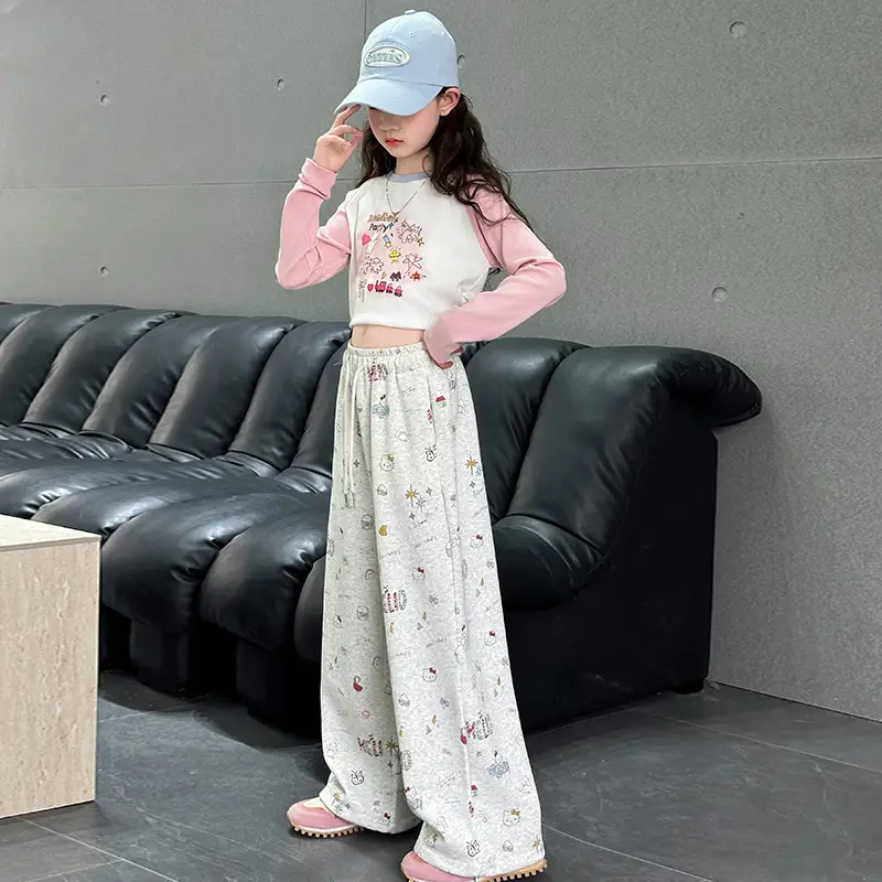 Girls' Wide Leg Graffiti Pants Spring Autumn 2025 - Image 5