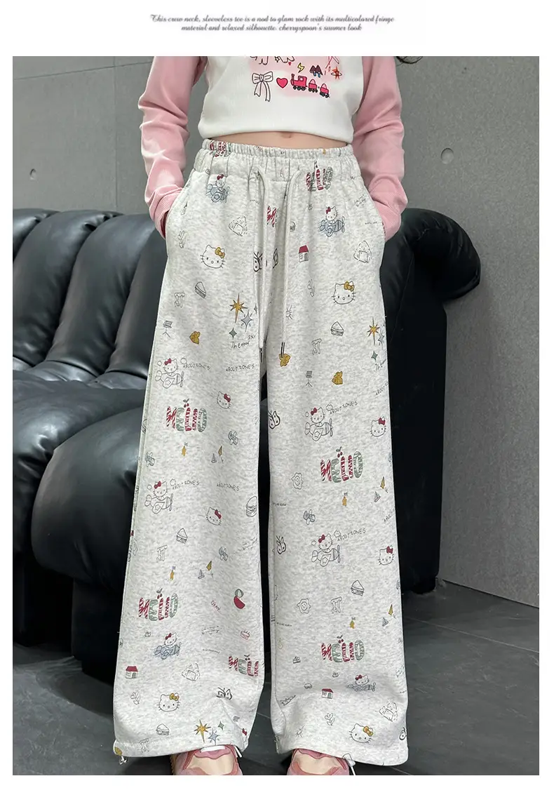 Girls' Wide Leg Graffiti Pants Spring Autumn 2025 — feature 10