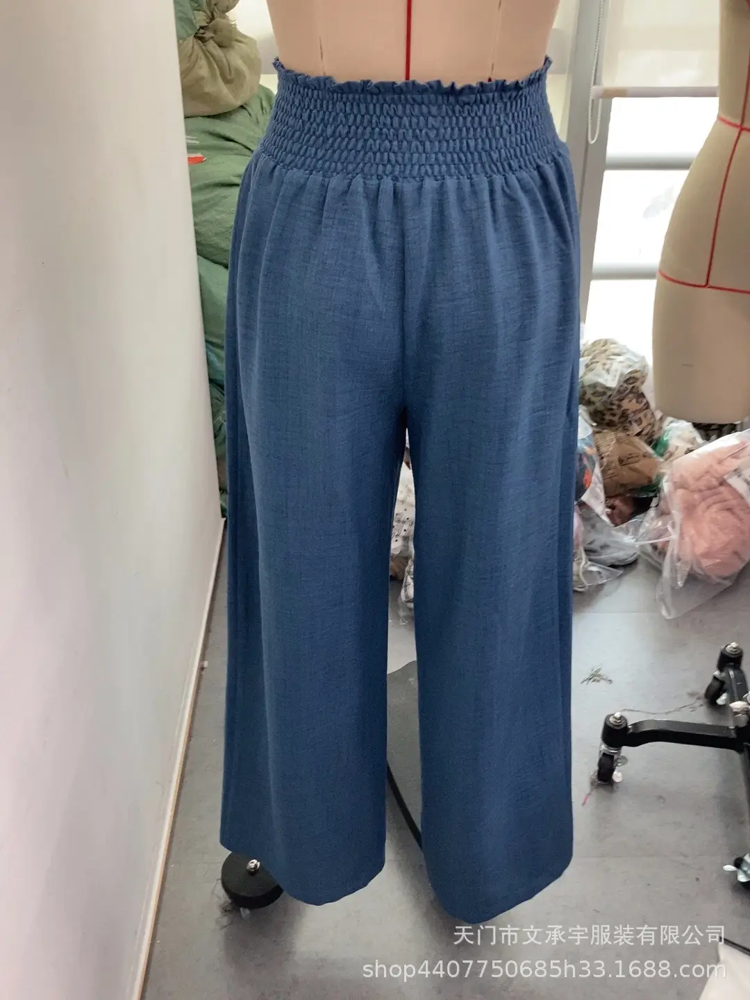 Women's High Waist Slim Wide Leg Pants Beige — feature 10