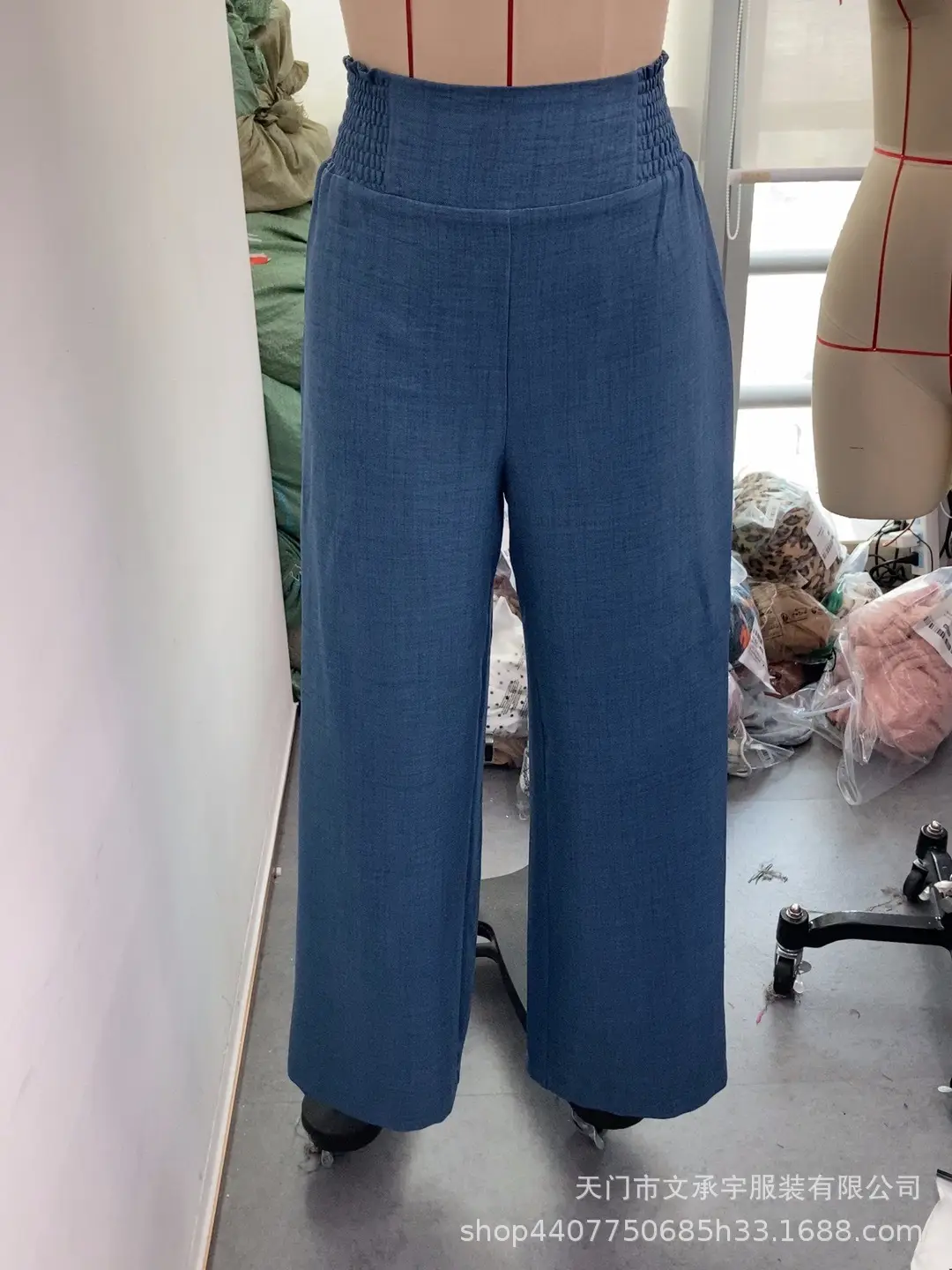 Women's High Waist Slim Wide Leg Pants Beige — feature 12