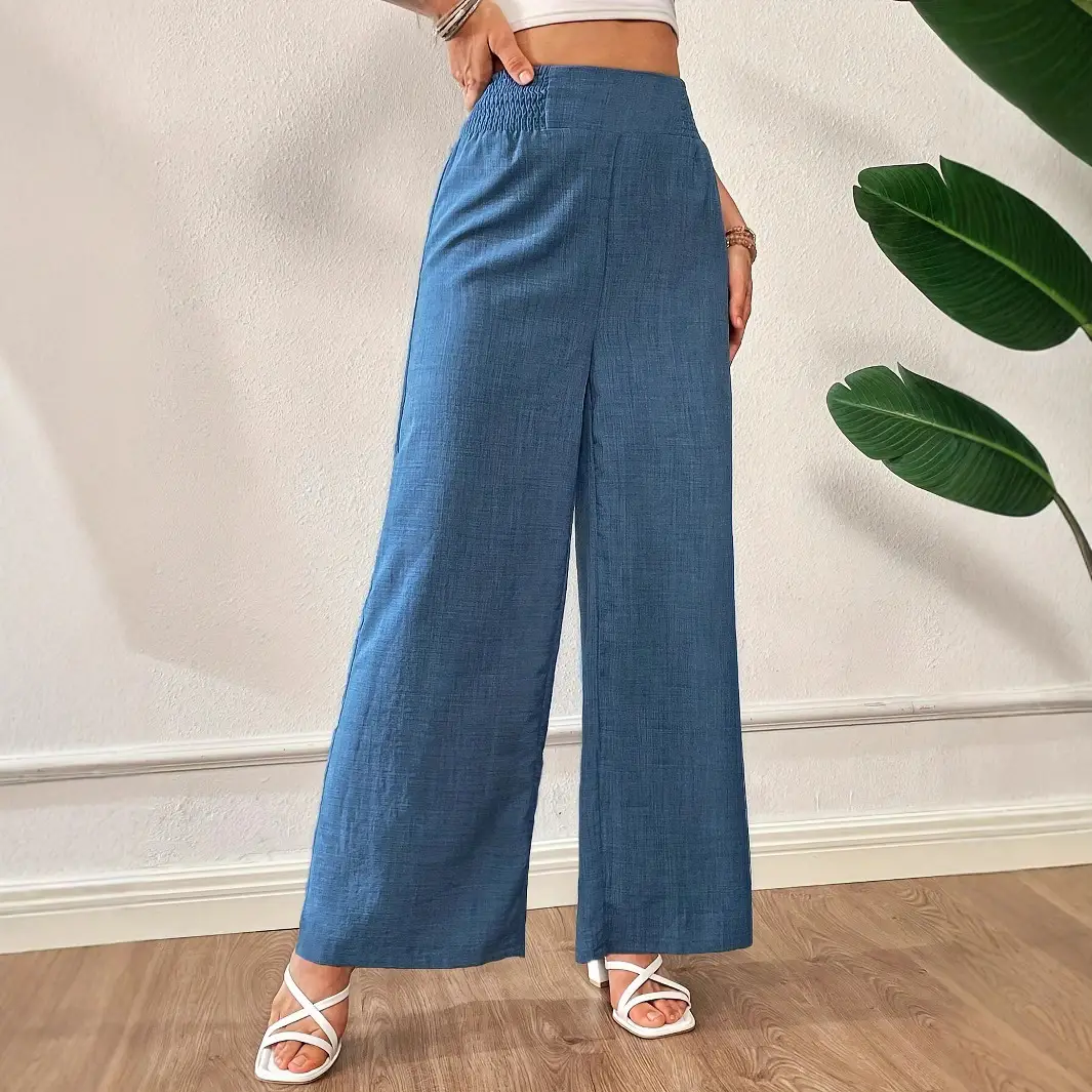 Women's High Waist Slim Wide Leg Pants Beige — feature 2