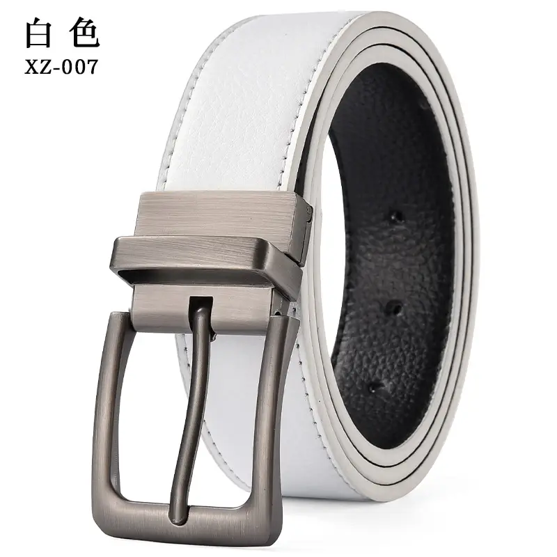 Men's Brown Leather Belt with Silver Pin Buckle - Image 11