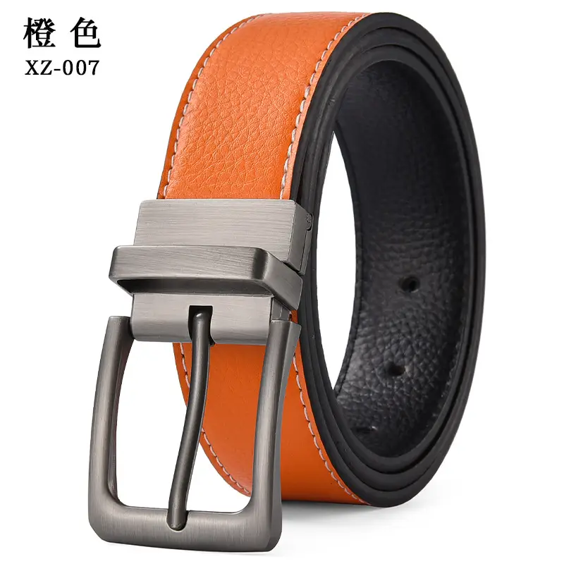 Men's Brown Leather Belt with Silver Pin Buckle - Image 12