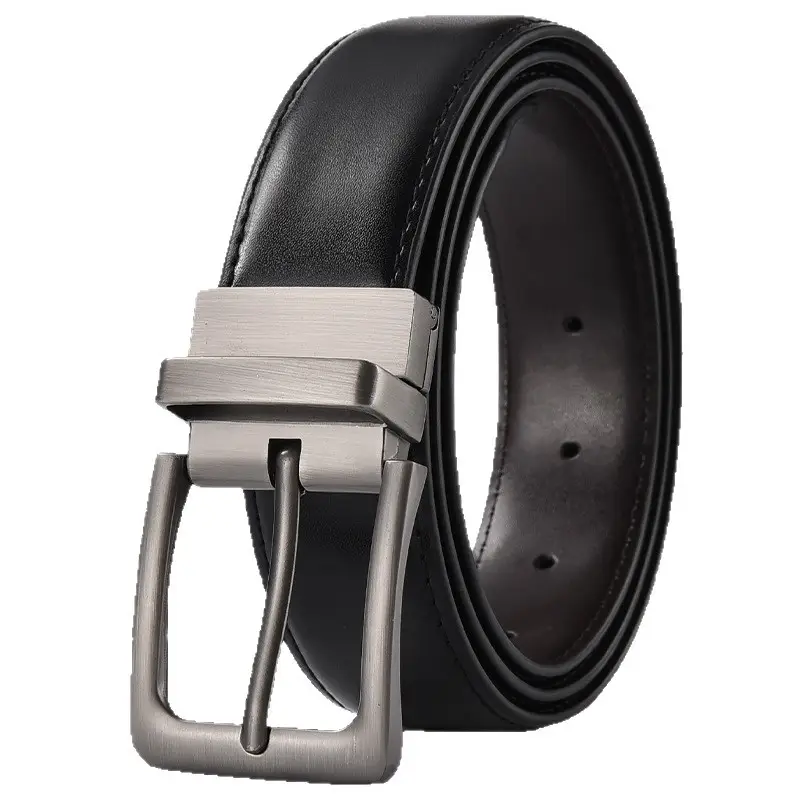 Men's Brown Leather Belt with Silver Pin Buckle - Image 14