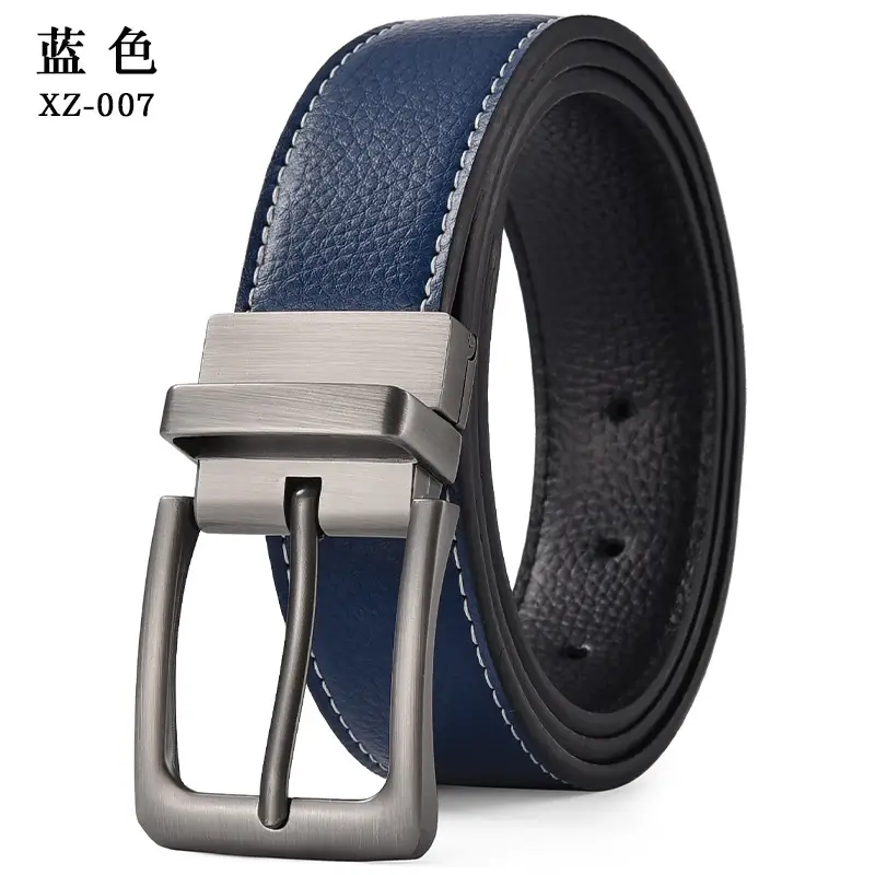 Men's Brown Leather Belt with Silver Pin Buckle — feature 12