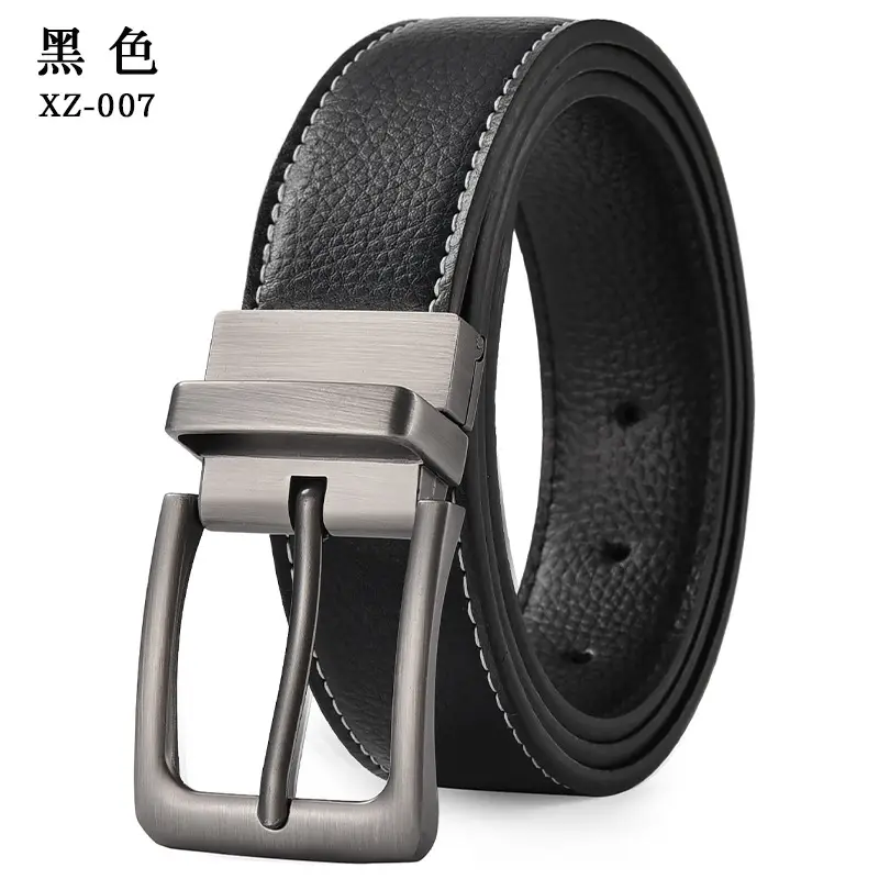 Men's Brown Leather Belt with Silver Pin Buckle — feature 9