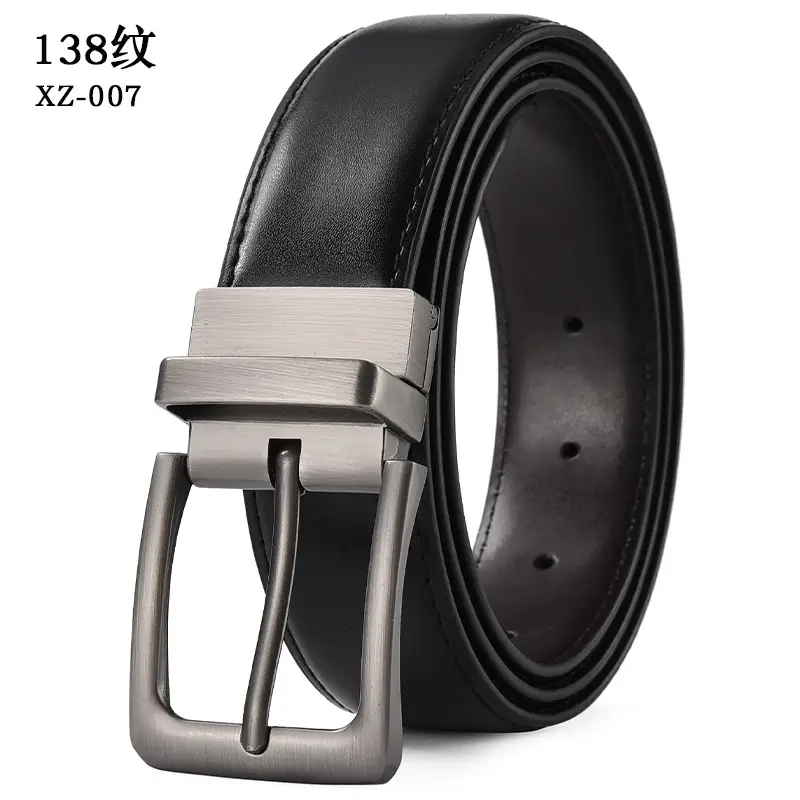 Men's Brown Leather Belt with Silver Pin Buckle - Image 7
