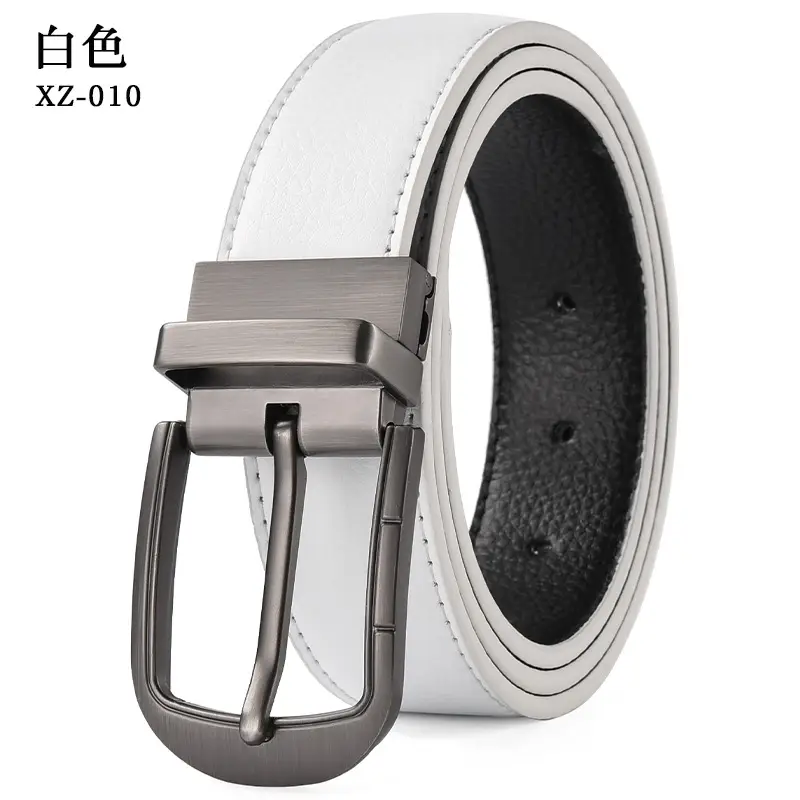 Men's Yellow Leather Pin Buckle Belt XZ-010 - Image 11