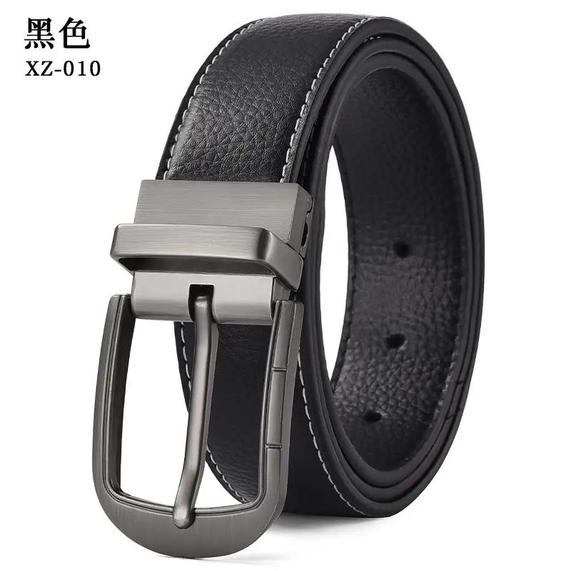 Men's Yellow Leather Pin Buckle Belt XZ-010 — feature 9