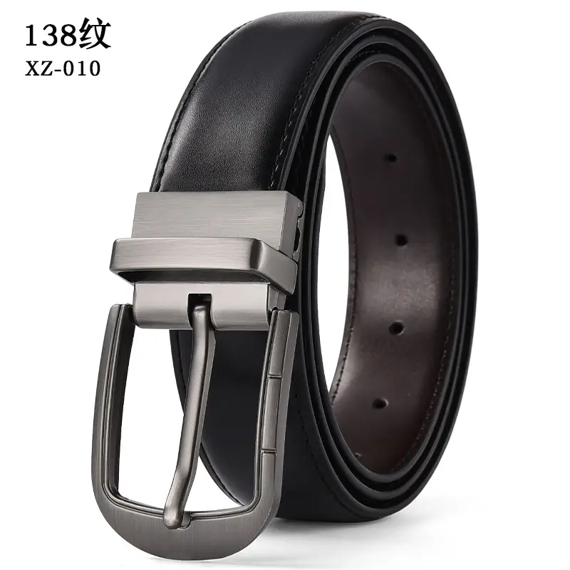 Men's Yellow Leather Pin Buckle Belt XZ-010 - Image 7
