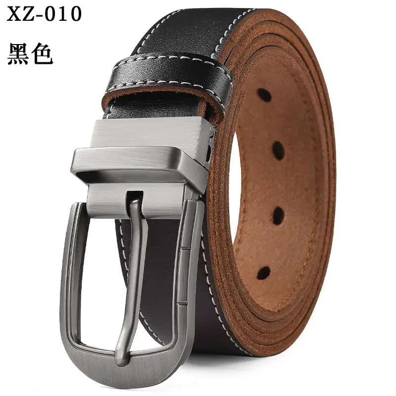 Men's Yellow Leather Pin Buckle Belt XZ-010 - Image 8