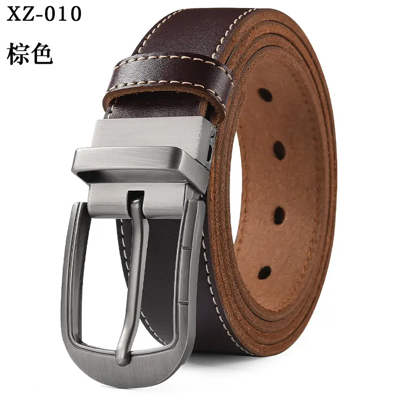 Men's Yellow Leather Pin Buckle Belt XZ-010 - Image 9