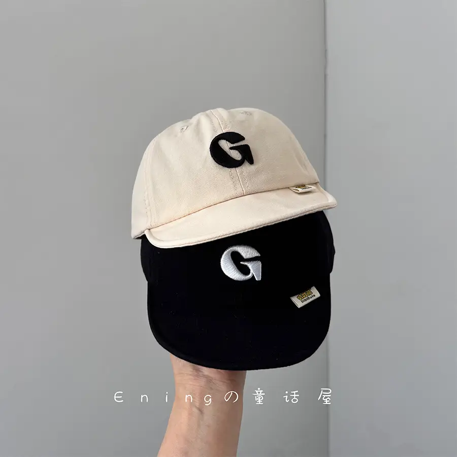 Korean Letter Cap Navy Blue Sunshade - Image 6