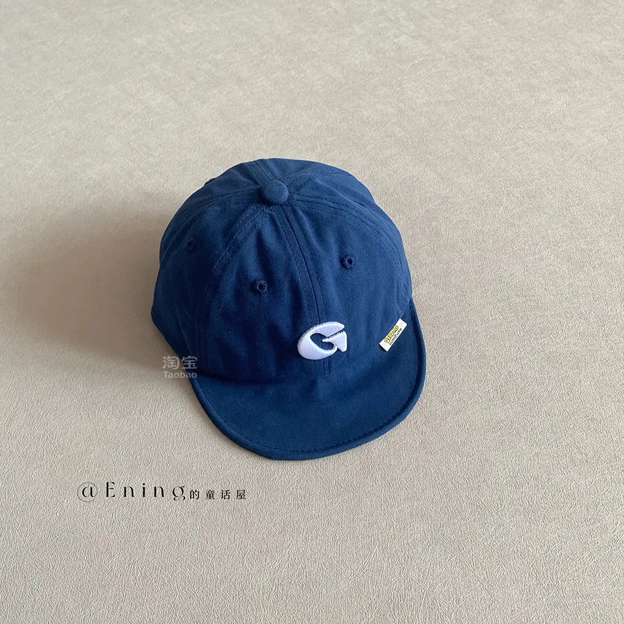 Korean Letter Cap Navy Blue Sunshade - Image 4