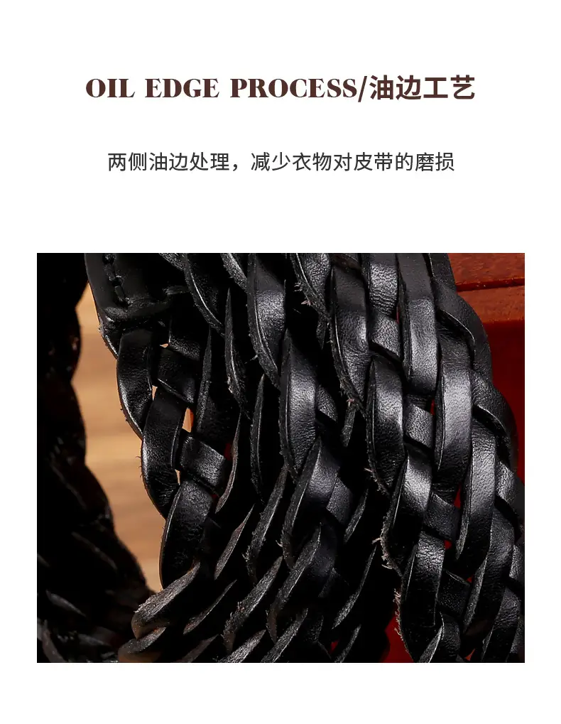 2025 New Black Handwoven Cowhide Belt with Retro Buckle — feature 8