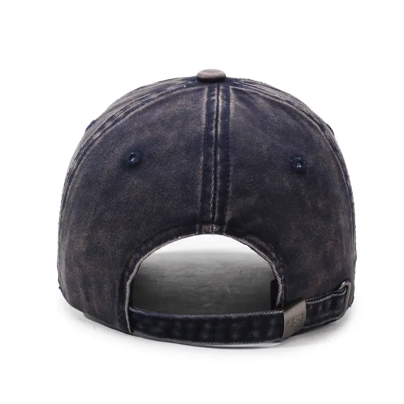 Men's Distressed Washed Embroidered Baseball Cap Brown