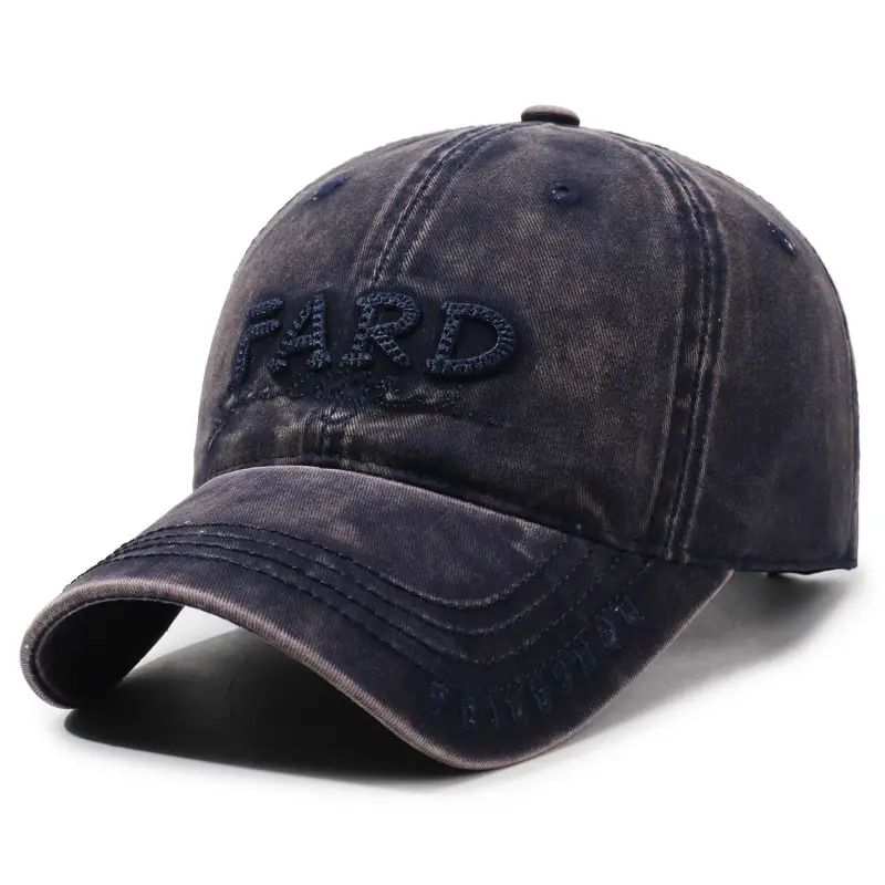 Men's Distressed Washed Embroidered Baseball Cap Brown