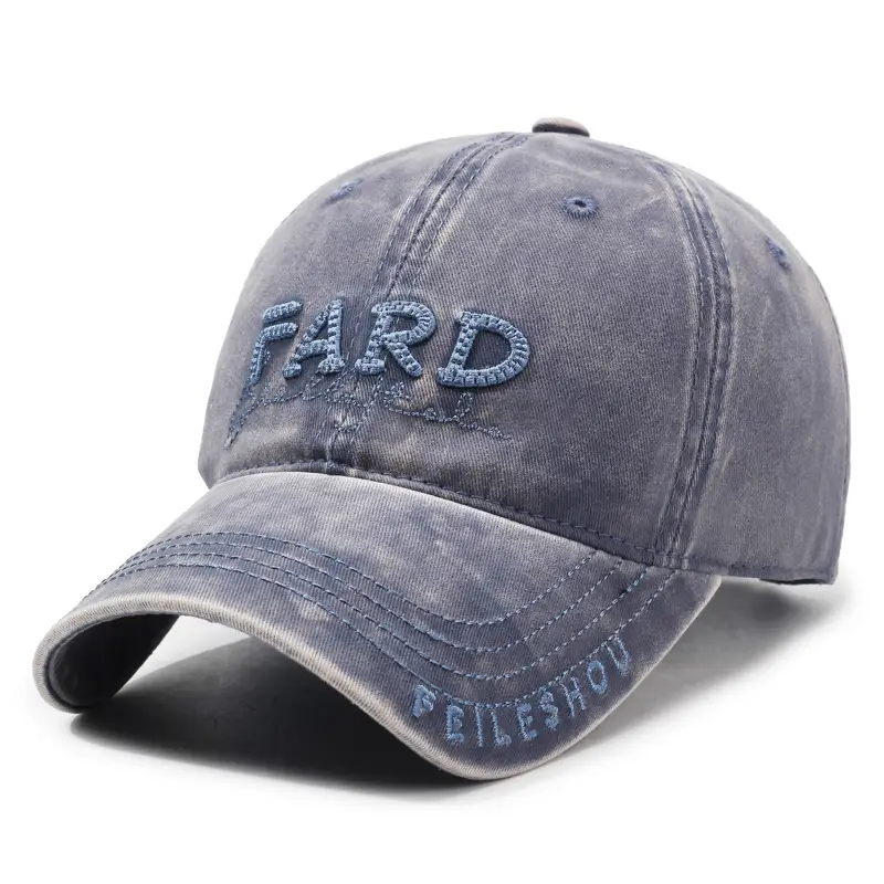 Men's Distressed Washed Embroidered Baseball Cap Brown