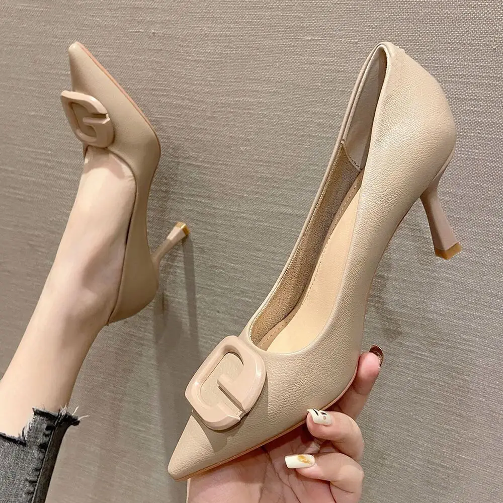Fairy Style Pointed Stiletto Heel Shoes Women's Spring and Autumn New French Commuter High Heel Shallow Mouth Professional Work Shoes Women - Image 4