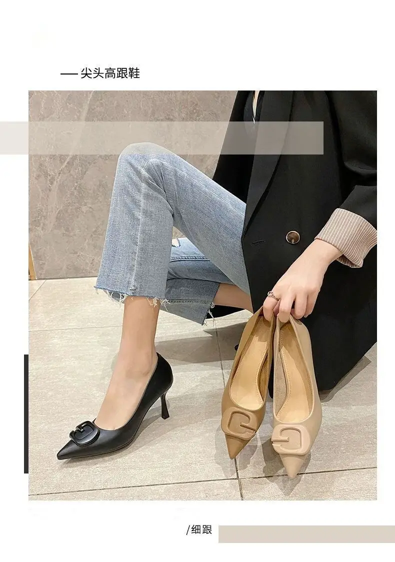 Fairy Style Pointed Stiletto Heel Shoes Women's Spring and Autumn New French Commuter High Heel Shallow Mouth Professional Work Shoes Women — feature 2
