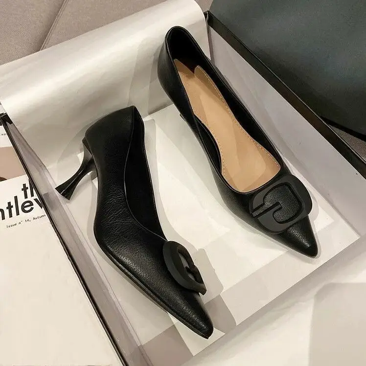 Fairy Style Pointed Stiletto Heel Shoes Women's Spring and Autumn New French Commuter High Heel Shallow Mouth Professional Work Shoes Women — feature 3