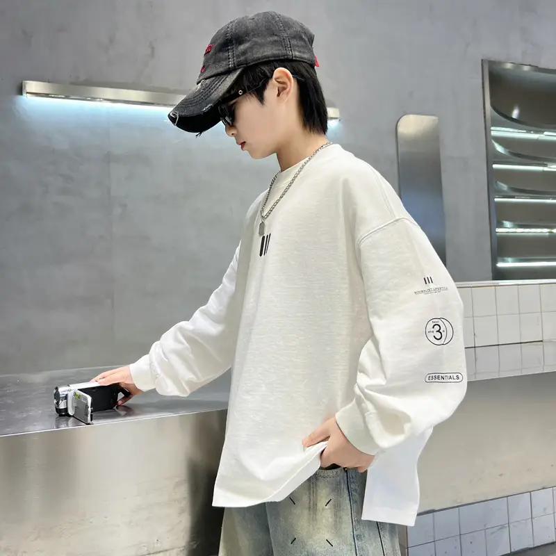 Boys Long Sleeve White T-Shirt 2026 Spring Top - Image 5