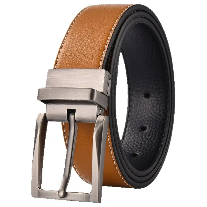 Men's White Leather Belt with Silver Pin Buckle