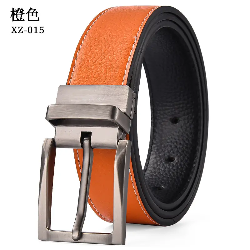 Men's White Leather Belt with Silver Pin Buckle — feature 8