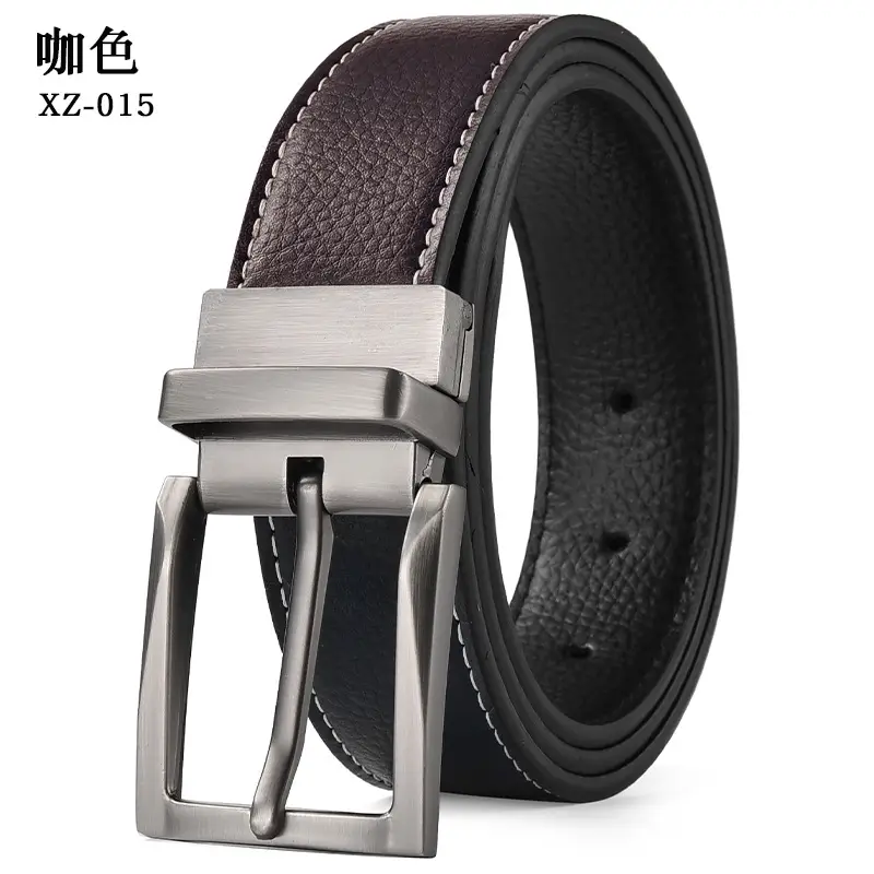 Men's White Leather Belt with Silver Pin Buckle