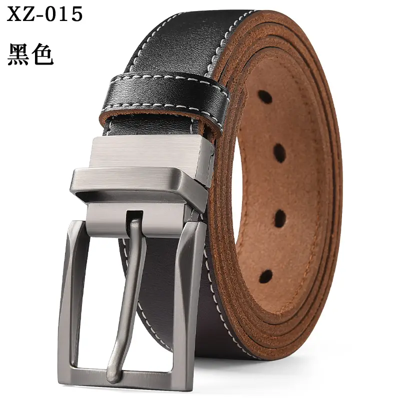 Men's White Leather Belt with Silver Pin Buckle