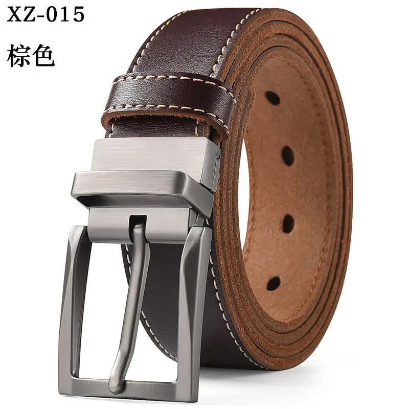 Men's White Leather Belt with Silver Pin Buckle