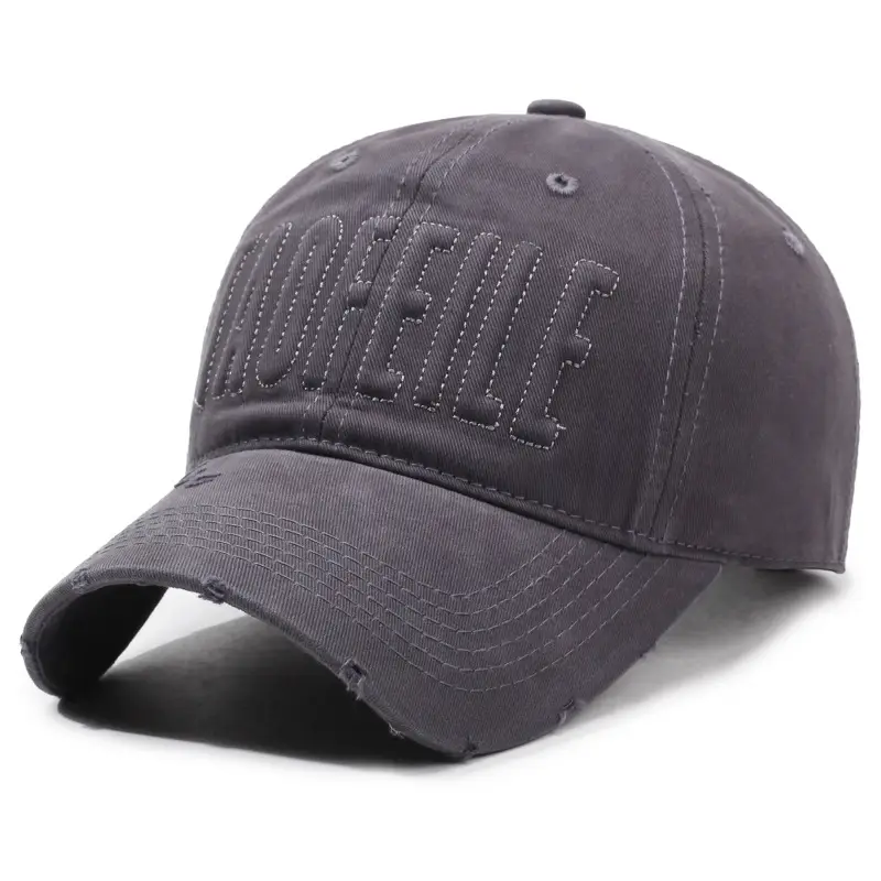 Men Distressed Beige Baseball Cap with Sunshade