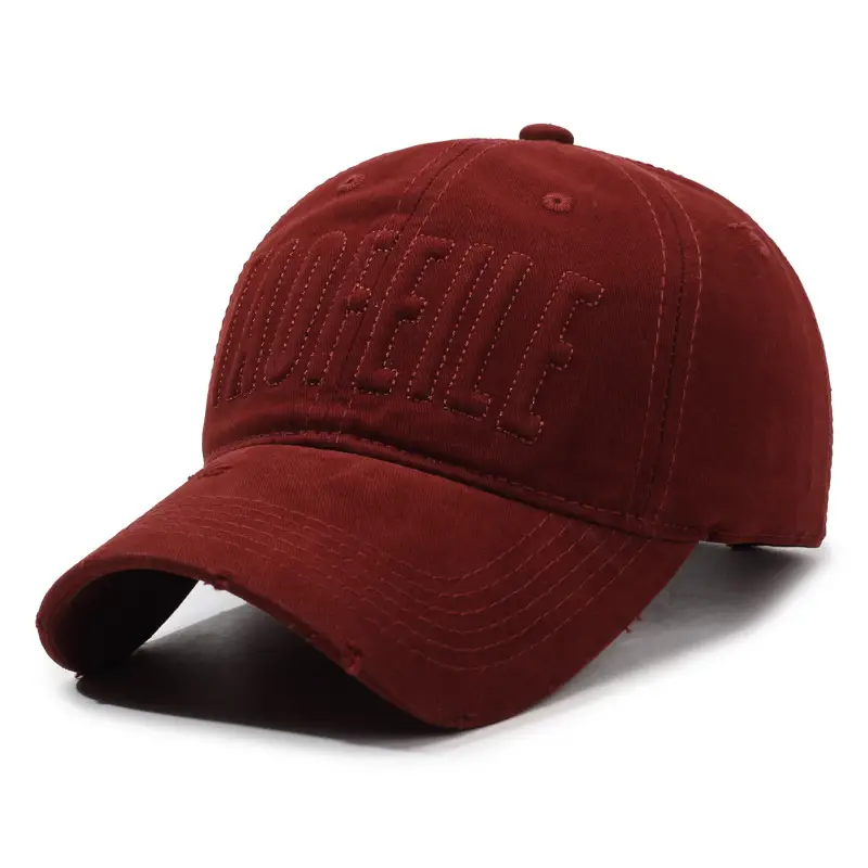 Men Distressed Beige Baseball Cap with Sunshade